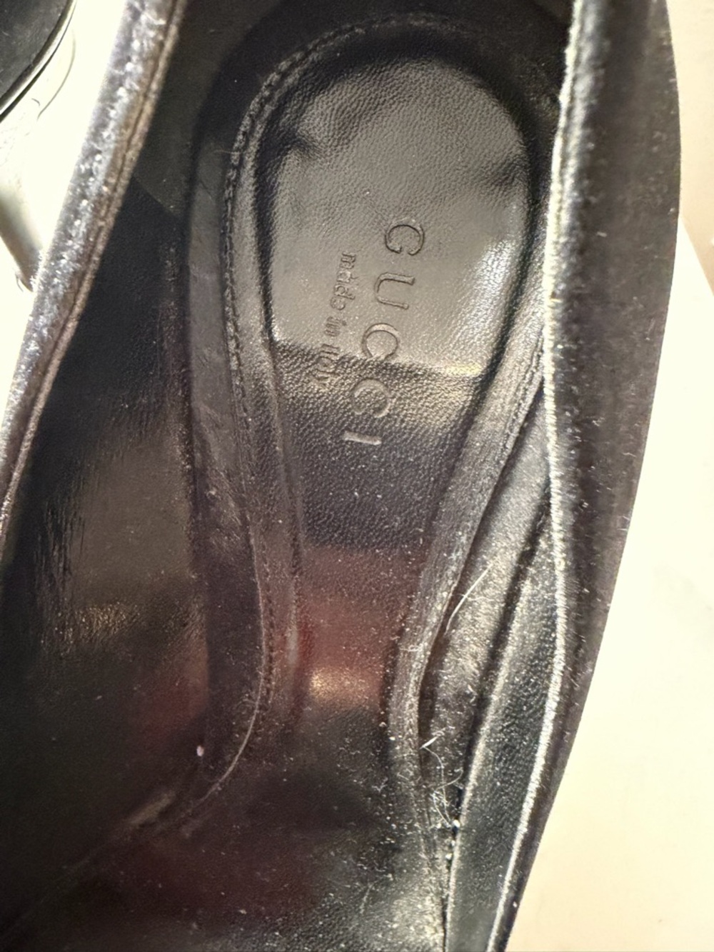 Gucci Black Open-Toe Stiletto Heels with Crystal-Embellished Horsebit - Picture 9 of 9